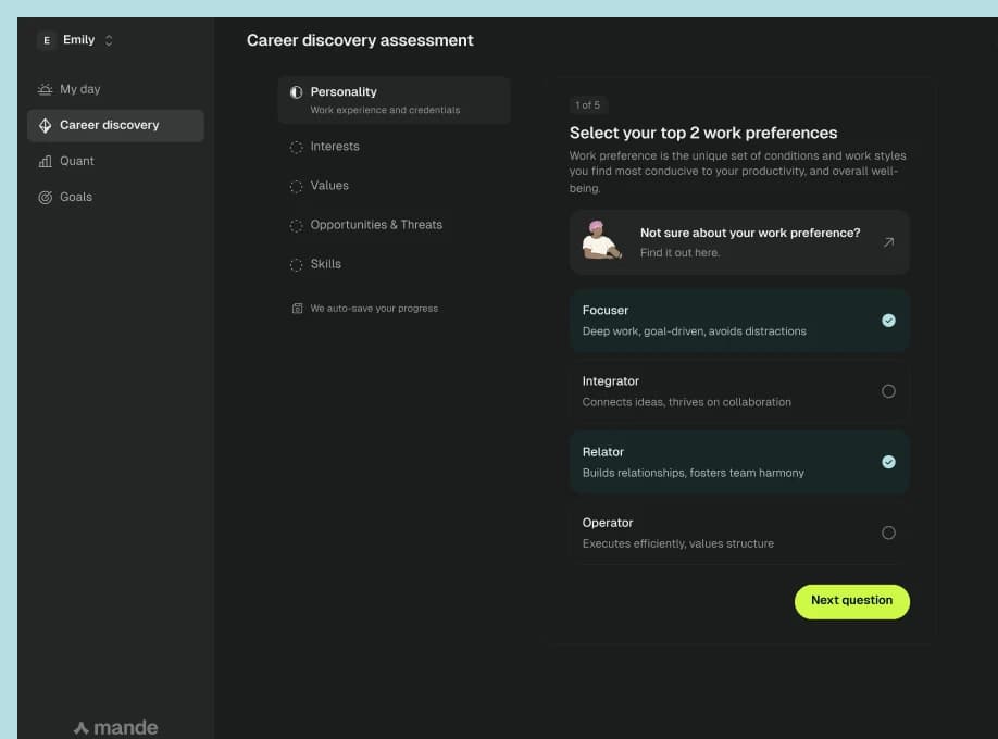 MANDE DESIGN SYSTEM — dark mode